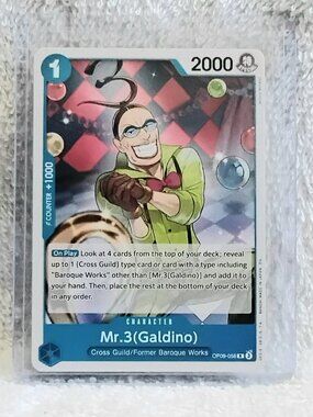 5/$20 Mint Rare One Piece Mr. 3 (Galdino) Character Card OP09-056 by Bandai!!